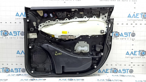 Обшивка двери карточка передняя левая Ford Edge 19-24 черная, SEL, вставка кожа синяя, подлокотник кожа черная