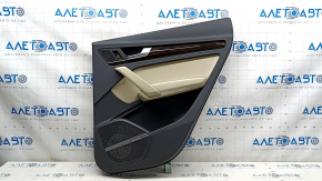 Ornamente ușă spate dreapta Audi Q5 80A 18-20 gri închis, ornament sub braț, inserție piele bej, cotiera piele bej, Bang & Olufsen
