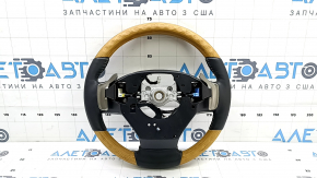 Руль голый Lexus RX350 RX450h 20-22 кожа черная с подогревом, вставки под светлое дерево с лепестками