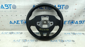Руль голый Ford Escape MK3 17-19 рест, кожа черный, без кнопок, потерт, царапины