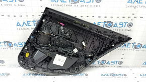 Ornamente ușă spate stânga BMW 3 G20 19-24 negru fără cortină, inserție piele neagră, cu mâner, cu iluminare din spate, cu inserție cromată și plasă difuzor, îndoită