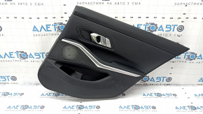 Ornamente ușă spate dreapta BMW 3 G20 19-24 negru fără perdea, inserție piele neagră, cu mâner, cu iluminare din spate, cu inserție cromată și plasă difuzor, îndoită, parte inferioară