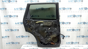 Дверь в сборе задняя левая Nissan Rogue 14-20 нижняя хром накладка, тонировка, черный G41, вмятины, тычка