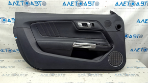 Ornamente ușă față stânga Ford Mustang mk6 17-23 negru, inserție piele neagră, cotiera piele neagră, zgârieturi