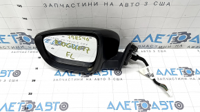 Зеркало боковое левое в сборе Nissan Rogue 17-20 15 пинов, черное, подогрев, поворотник, камера