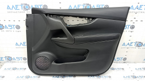 Ornamente ușă față dreapta Nissan Rogue 17-20 negru, cotiera piele neagră, cu strat protector, lovituri