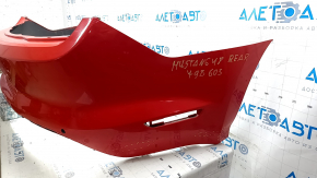 Бампер задний голый Ford Mustang mk6 18-23 под парктроники, красный, надломано крепление, примят, царапины