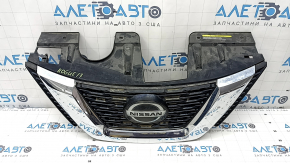 Решетка радиатора grill Nissan Rogue 17-20 под камеру, под радар, с круглой эмблемой, песок
