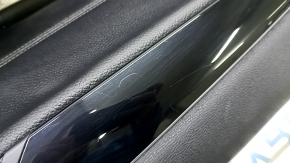 Ornamente ușă față stânga BMW X1 F48 16-22 negru, inserție piele neagră, cotiera piele neagră, cu mâner, ornament negru lucios, cu iluminare din spate