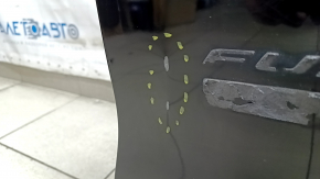 Дверь в сборе передняя левая Ford Fusion mk5 13-20 черный G1, keylees, без эмблем, тычка, вздулась краска