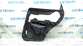 Обшивка двери карточка задняя левая Mazda CX-5 17-23 черная, подлокотник кожа коричневая, накладка с хром молдингом под дерево, BOSE, примята