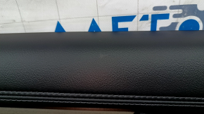 Ornamente ușă spate dreapta Mazda CX-5 17-23 negru, cotiera piele maro, ornamente cu ornament cromat