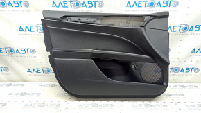 Ornamente ușă față stânga Ford Fusion mk5 17-20 negru cu inserție din lemn, cotieră din piele, ornament gri, zgârieturi, pentru curățare chimică, inserție crăpată