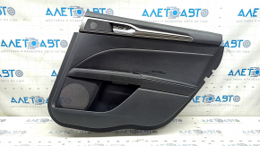 Ornamente ușă spate dreapta Ford Fusion mk5 17-20 negru cu inserții negre din piele, cotiera din piele, ornament din lemn gri, zgârieturi