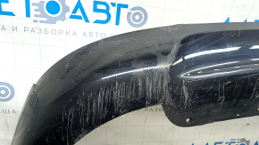 Губа заднего бампера Ford Fusion mk5 13-18 под 1 трубу, черная, потерта, треснута, царапины, примята