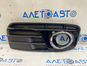 Нижняя решетка переднего бампера правая Audi Q5 8R 13-17 рест, мат+глянец хром, под птф, тип 2