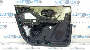 Ornamente ușă față dreapta Jeep Cherokee KL 19-22 negru cu inserții negre din piele, cotiera din piele neagră, ornament gri, cu mâner, zgârieturi