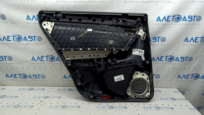 Обшивка двери карточка задняя правая VW Tiguan 18-20 черная, подлокотник кожа, вставка кожа серая, с ручкой, царапины