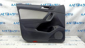 Ornamente ușă față stânga VW Tiguan 18-20 negru, cu tweeter, cotiera din piele, inserție din piele gri, cu mâner, zgârieturi