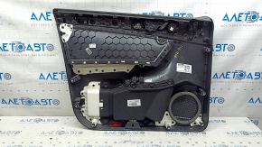 Обшивка двери карточка передняя правая VW Tiguan 18-20 черная, с пищалкой, подлокотник кожа, вставка кожа серая, с ручкой, царапины