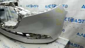 Бампер передний голый Mazda 3 19-26 4d белый, крашен, примятости, царапины, сломаны крепления