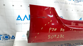 Порог правый Toyota Prius 50 16-22 красный, царапины, затерт, надлом креплений