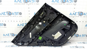 Обшивка двери карточка задняя правая BMW X5 F15 14-18 кожа черная Dakota без шторки, Harman Kardon, вставка и подлокотник черная кожа, молдинг под дерево, с подсветкой и ручкой, царапины, надрывы, при