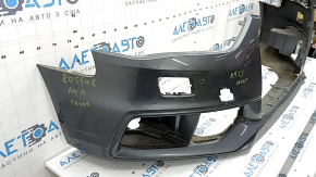 Бампер передний голый Audi A4 B8 13-16 рест, под омыватели фар, графит, без заглушек, царапины, сломано крепление