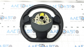 Руль в сборе Audi A4 B8 13-16 3 спицы, S-Line, скошенный, кожа черная с перфорацией, серая строчка, с Airbag, царапины