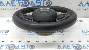 Руль в сборе Audi A4 B8 13-16 3 спицы, S-Line, скошенный, кожа черная с перфорацией, серая строчка, с Airbag, царапины