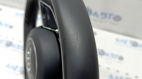 Руль в сборе Audi A4 B8 13-16 3 спицы, S-Line, скошенный, кожа черная с перфорацией, серая строчка, с Airbag, царапины