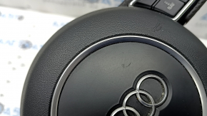 Руль в сборе Audi A4 B8 13-16 3 спицы, S-Line, скошенный, кожа черная с перфорацией, серая строчка, с Airbag, царапины