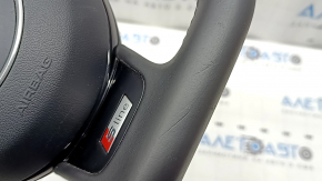 Руль в сборе Audi A4 B8 13-16 3 спицы, S-Line, скошенный, кожа черная с перфорацией, серая строчка, с Airbag, царапины