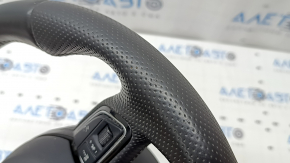 Руль в сборе Audi A4 B8 13-16 3 спицы, S-Line, скошенный, кожа черная с перфорацией, серая строчка, с Airbag, царапины