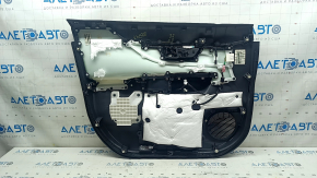 Обшивка двери карточка передняя правая Toyota Venza 21-22 XLE, Limited черная, кожа, темно-серая накладка, с ручкой, царапины