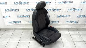 Scaun pasager Audi A4 B8 13-16 cu airbag, electric, încălzit, piele combinată neagră cu Alcantara, perforație, cusături gri, S-Line, curățare față, uzat