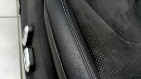 Scaun pasager Audi A4 B8 13-16 cu airbag, electric, încălzit, piele combinată neagră cu Alcantara, perforație, cusături gri, S-Line, curățare față, uzat
