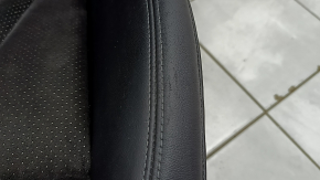 Scaun pasager Audi A4 B8 13-16 cu airbag, electric, încălzit, piele combinată neagră cu Alcantara, perforație, cusături gri, S-Line, curățare față, uzat