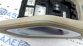 Накладка центральной консоли верхняя Mercedes W167 GLE 350 450 20-23 кожа бежевая с хром, с подсветкой, потерта, под чистку, царапины