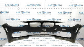 Бампер передний голый BMW 3 F30 16-18 Sport line, без парктроников, серебро, царапины, надломано крепление, незаводские отверстия