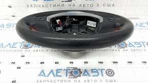 Volan nearanjat BMW 3 F30 12-18, piele neagră, sport, cusături roșii, amortizoare încălzite sub amortizoare, cu butoane și strat protector, zgârieturi, uzat