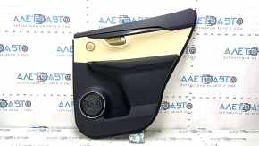 Ornamente ușă spate dreapta Lexus NX300 NX300h 15-17 negru cu inserție bej, cotiera piele neagră