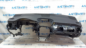 Торпедо передняя панель с AIRBAG Lexus NX200t NX300h 15-17 кожа, черная с белой строчкой, без проекции