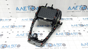 Накладка центральной консоли Toyota Rav4 19-24 передняя, черная без беспроводной зарядки 2 части, серая вставка, царапины