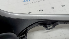 Накладка центральной консоли Toyota Rav4 19-24 передняя, черная без беспроводной зарядки 2 части, серая вставка, царапины