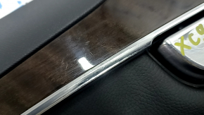 Ornamente ușă față stânga Volvo XC90 16-22 piele neagră, cotiera și inserție piele neagră, mulaje mesteacăn, Bowers & Wilkins, pentru curățare, zgârieturi