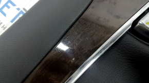 Ornamente ușă față stânga Volvo XC90 16-22 piele neagră, cotiera și inserție piele neagră, mulaje mesteacăn, Bowers & Wilkins, pentru curățare, zgârieturi