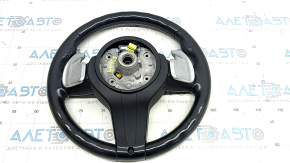 Руль в сборе BMW 4 F32/33/36 14-20 кожа черная, с подогревом, M Sport, с airbag, с кнопками, с лепестками, потертый, царапины