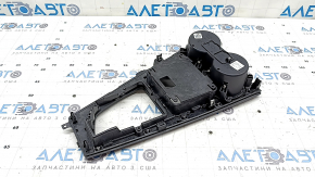 Накладка центральной консоли с подстаканниками Audi A5 F5 18-19 черная под черное дерево, вздулось покрытие