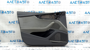 Обшивка двери карточка передняя левая Audi A5 F5 18-19 5D черная, вставка кожа серая, подлокотник кожа серая, Bang and Olufsen
